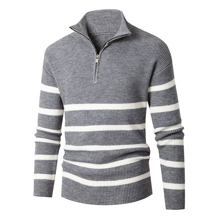 Herren Strickpullover mit Stehkragen und sportlichem Reißverschluss Echoarchiv
