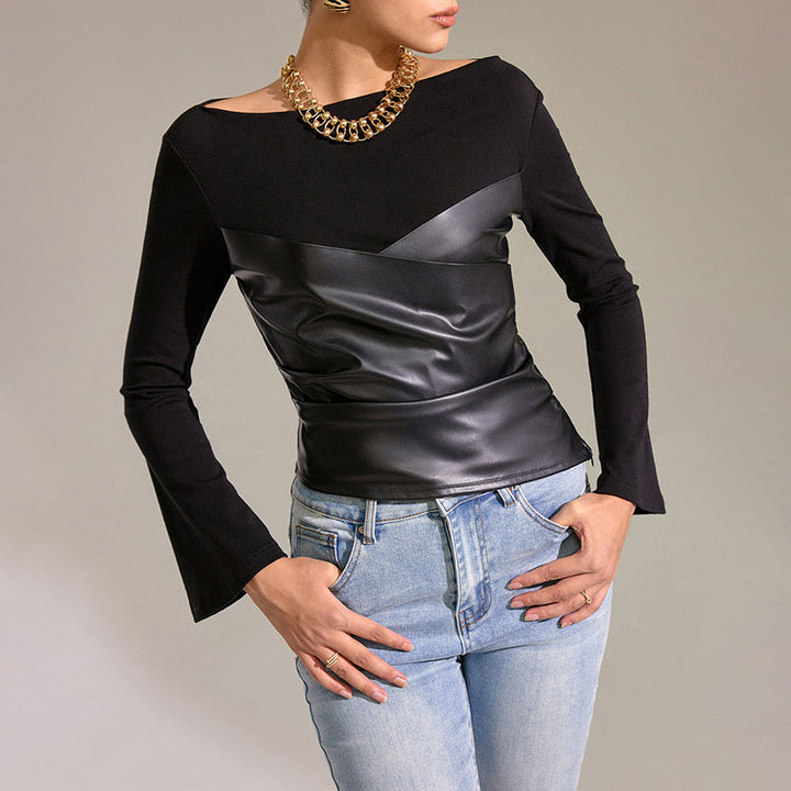 Damen Oberteil mit ausgefallenem Wickeldesign und eleganten Trompetenärmeln Echo Archiv