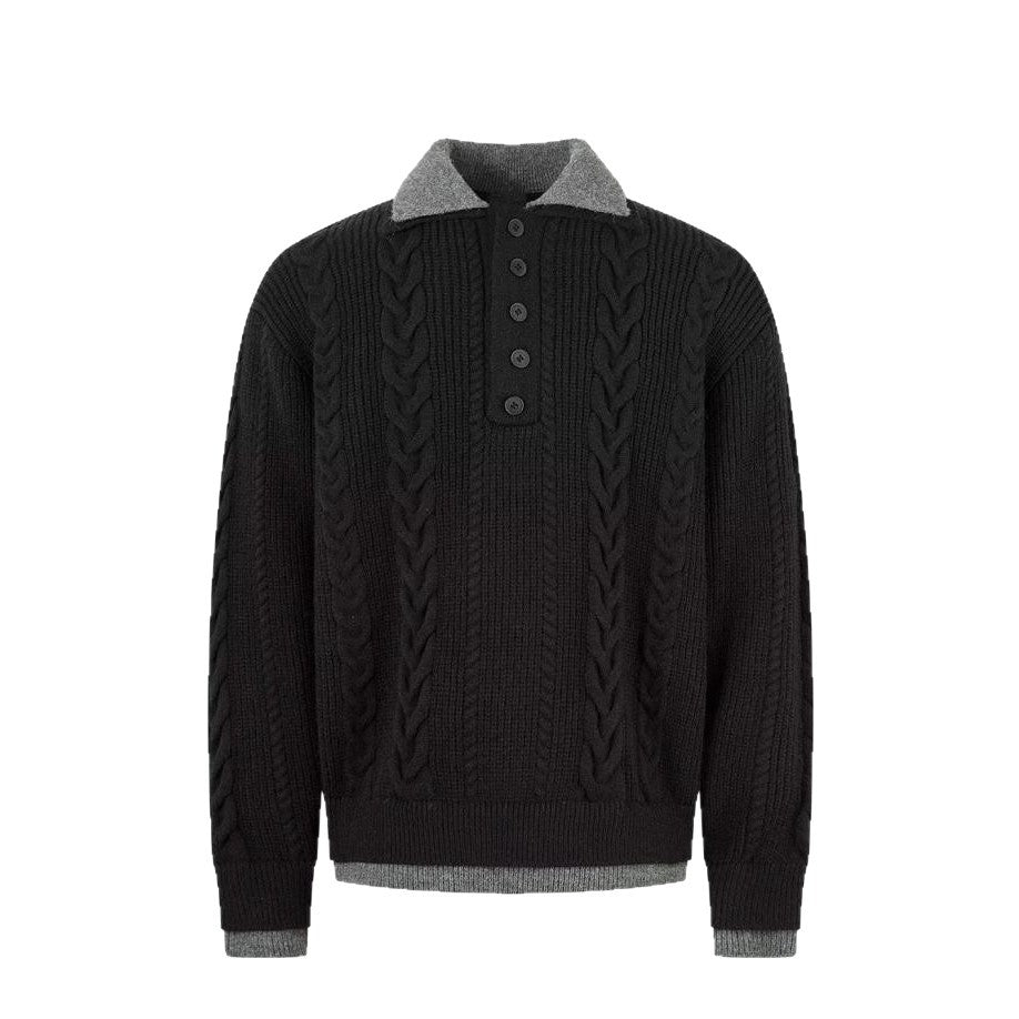 Herrenmode Grobstrickpullover mit Polo-Kragen Echo Archive