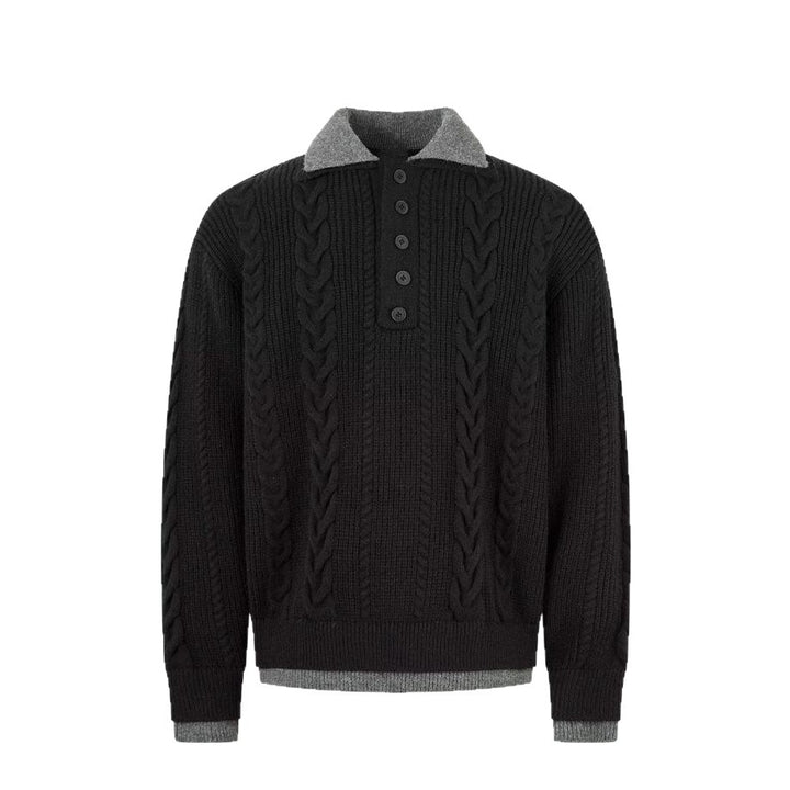 Herrenmode Grobstrickpullover mit Polo-Kragen Echo Archive