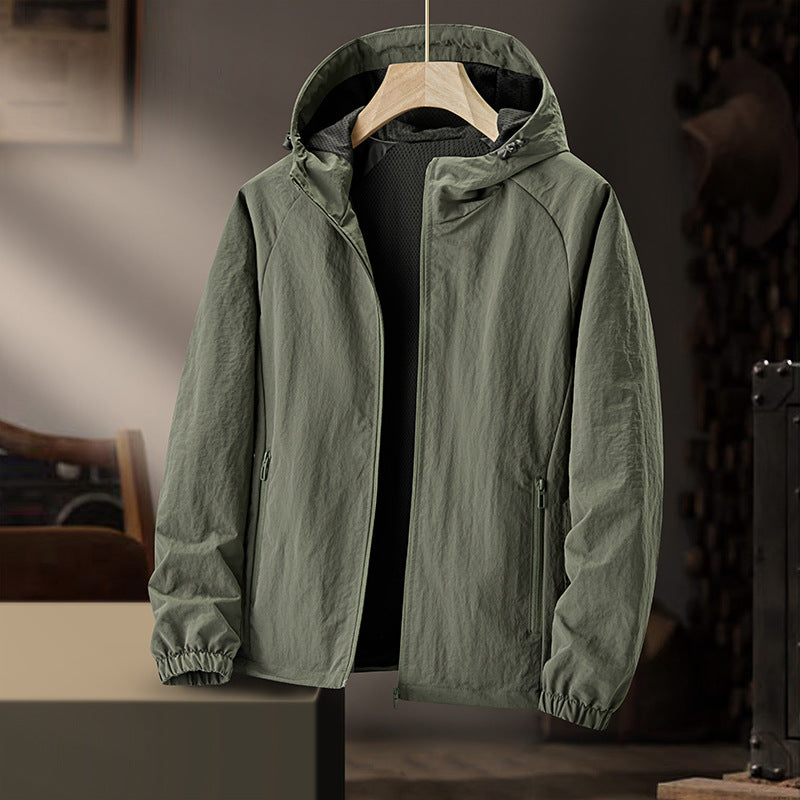 Herren Ultraleichte Kapuzen-Windjacke mit Mesh-Futter und wasserabweisender Außenlage Echo Archiv