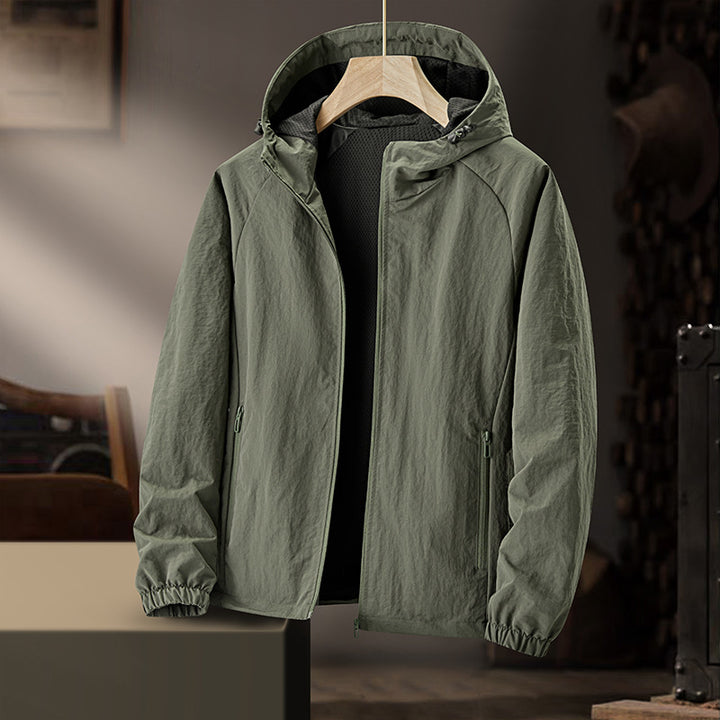 Herren Ultraleichte Kapuzen-Windjacke mit Mesh-Futter und wasserabweisender Außenlage Echo Archiv