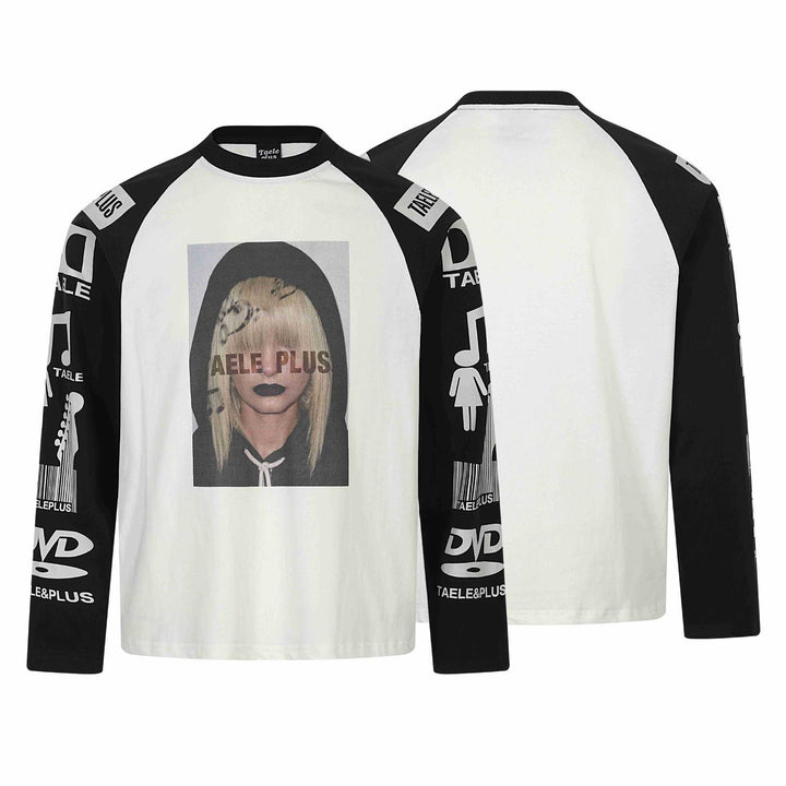 Unisex Langärmliges Raglan-Shirt mit großflächigem Fotoprint und Logo-Ärmeln Echoarchiv