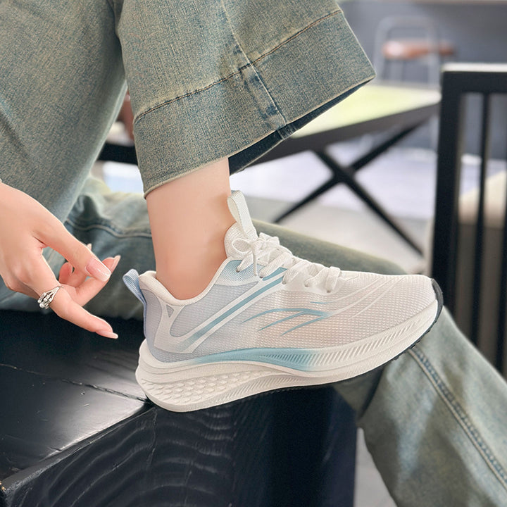 Damen Leichter Laufsneaker mit dicker Dämpfungs-Plateausohle und atmungsaktivem Mesh-Obermaterial Echoarchiv
