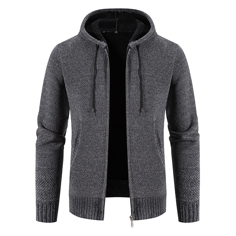 Herren Strickjacke mit Kapuze und strukturiertem Design Echoarchiv