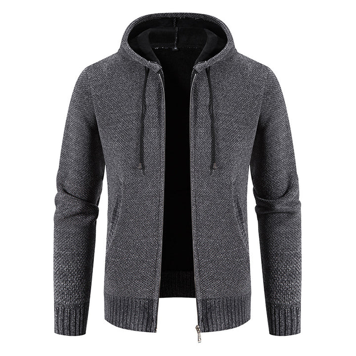 Herren Strickjacke mit Kapuze und strukturiertem Design Echoarchiv