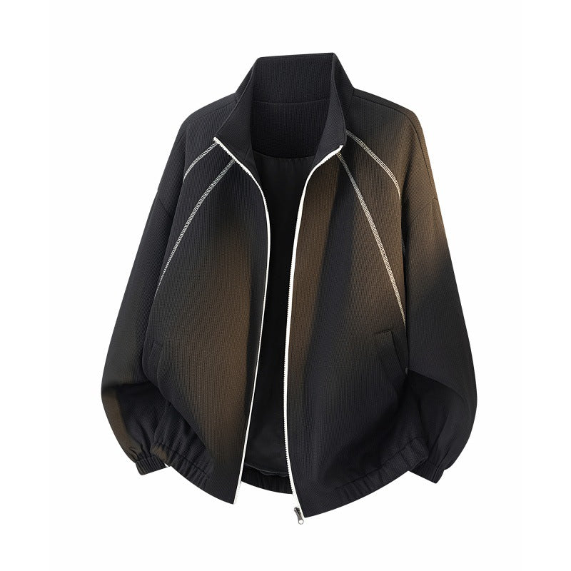 Damen Oversize Strukturiertes Bomberjacke mit Stehkragen, Raglanärmeln & elastischem Saum Echoarchiv