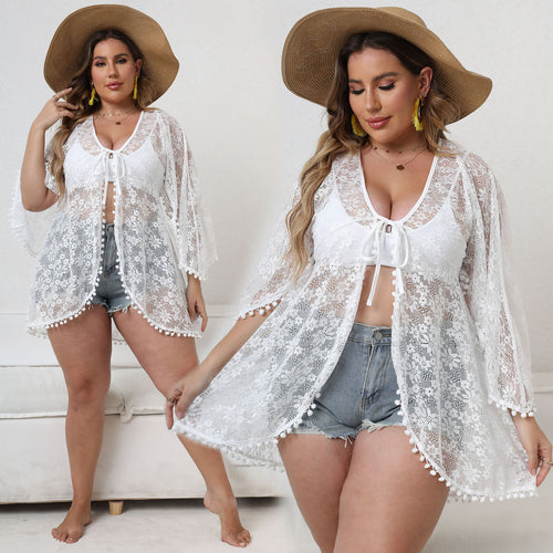 Damen Eleganter Spitzen-Strandüberwurf Echo Archiv