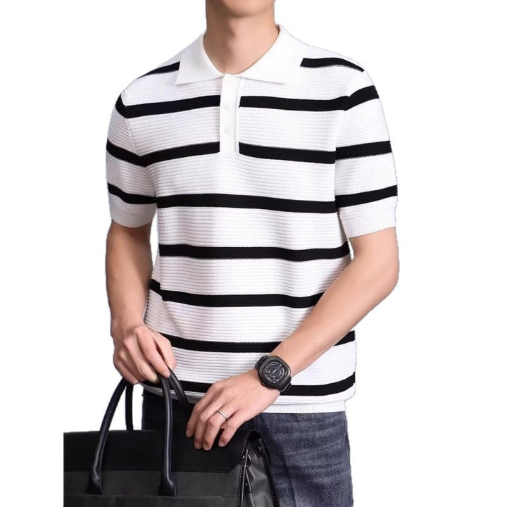 Herrenmode Poloshirt mit kurzem Arm und gestricktem Muster Echo Archive