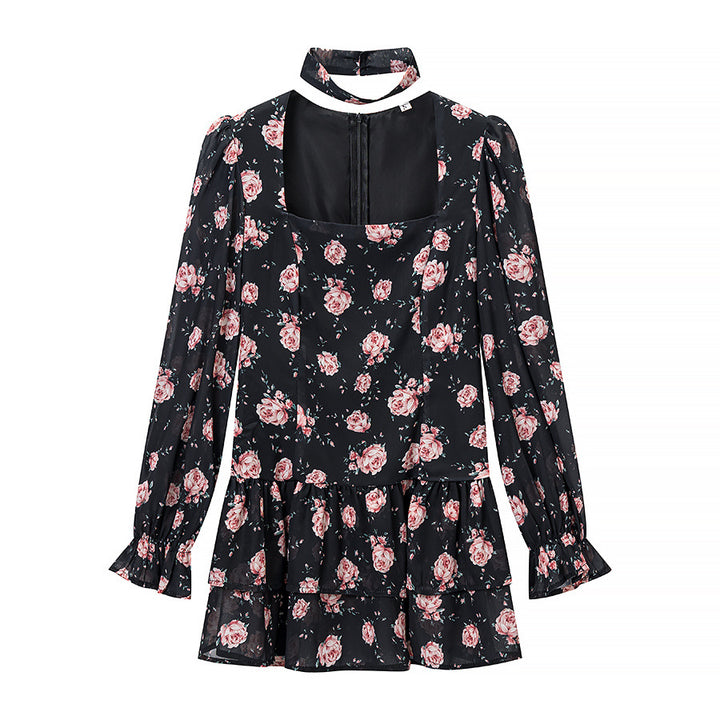Damen Zweiteiliges Chiffon-Set mit Chokerbluse und stufigem Maxirock Echo Archiv