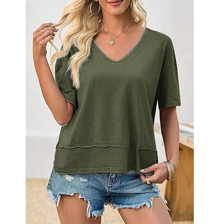 Damen lässiges V-Ausschnitt Oversized T-Shirt Echoarchiv