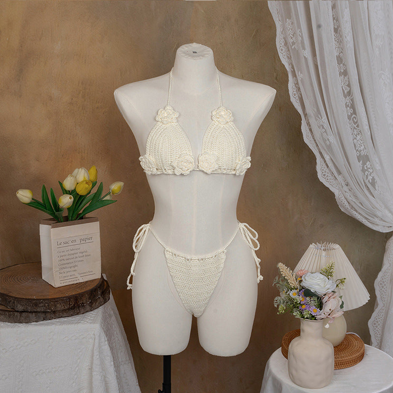 Damen Häkel-Bikini mit verspieltem Blumendesign und verstellbaren Bändern Echo Archiv
