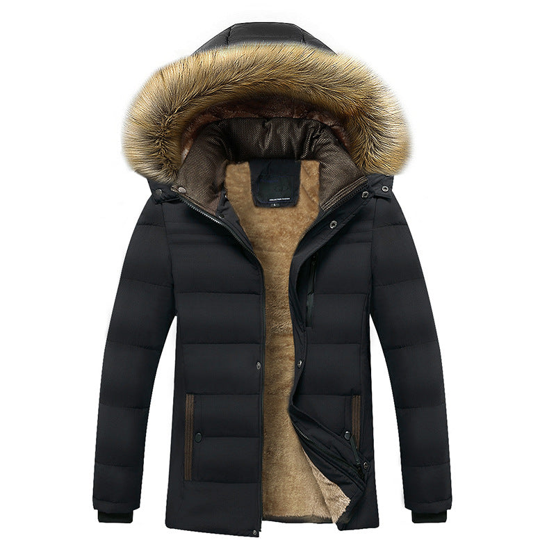 Herren Winterparka mit wärmendem Teddyfutter, abnehmbarer Kapuze und hoher Stehkragen – Marzano