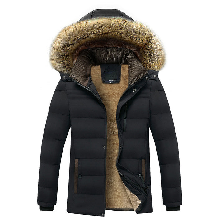 Herren Winterparka mit wärmendem Teddyfutter, abnehmbarer Kapuze und hoher Stehkragen – Marzano