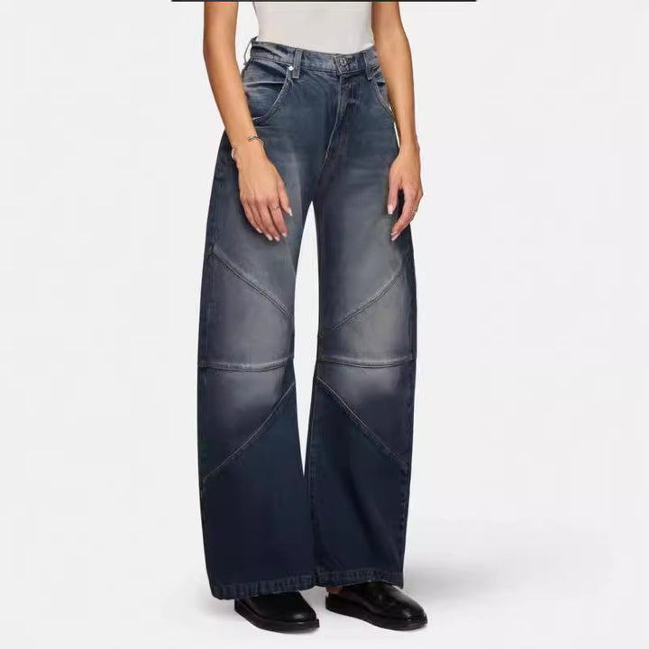 Damen breite Jeans mit einzigartigem Nahtdesign im angesagten Stil Echo Archiv