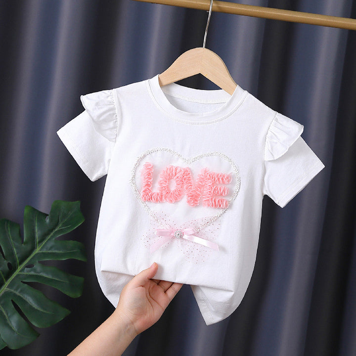Mädchen T-Shirt mit Rüschendetails und Herzen-Applikation Echo Archiv