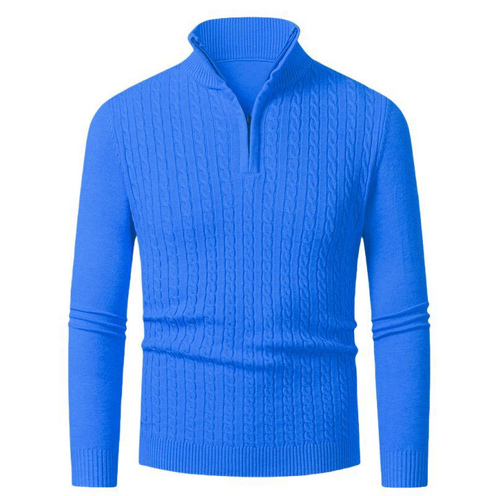 Herren Strickpullover mit modischem Zopfmuster und hochgeschlossenem Kragen Echoarchiv