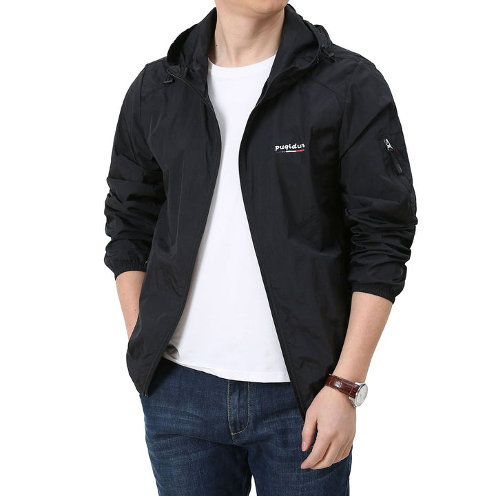 Herren Leichte Windbreaker-Jacke mit verstellbarer Kapuze Echo Archiv 1787797828