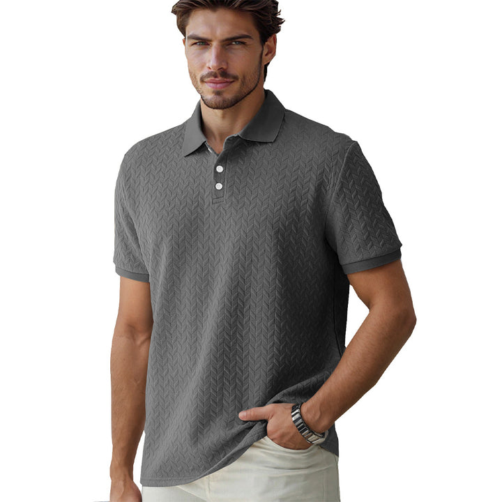 Herren nan feingewobenes Polohemd mit Chevron-Reliefstruktur und kurzer Knopfleiste Echo Archiv