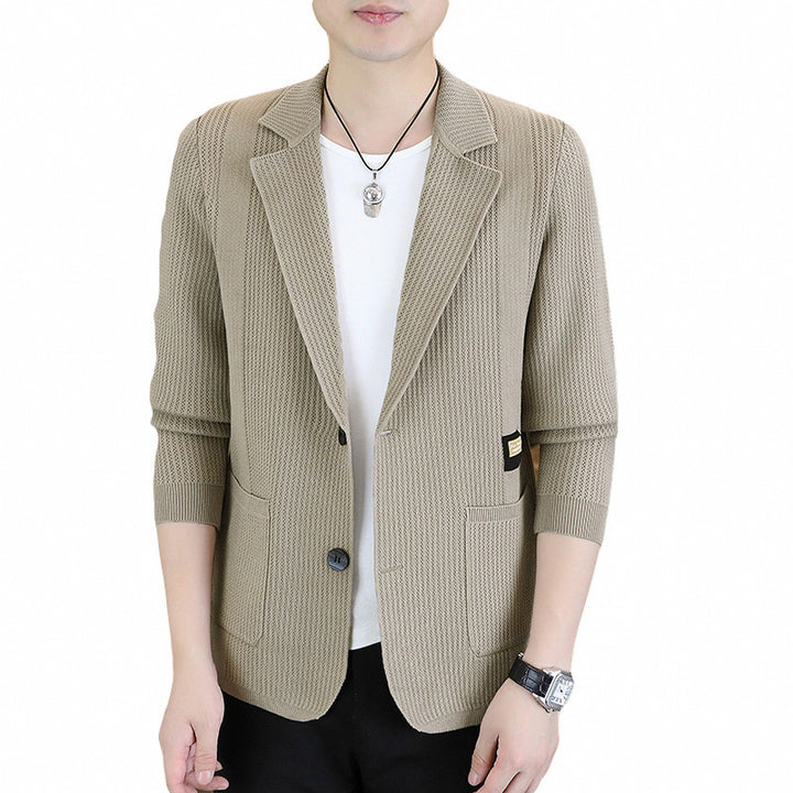 Herren lässiger Strickblazer mit einzigartiger Textur und modernem Schnitt Echoarchiv