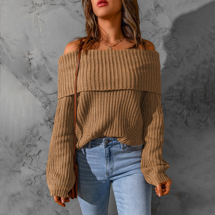 Damen nan weiter Off-Shoulder Grobstrickpullover mit überschnittener Schulterpartie und ballonärmeln Echo Archiv