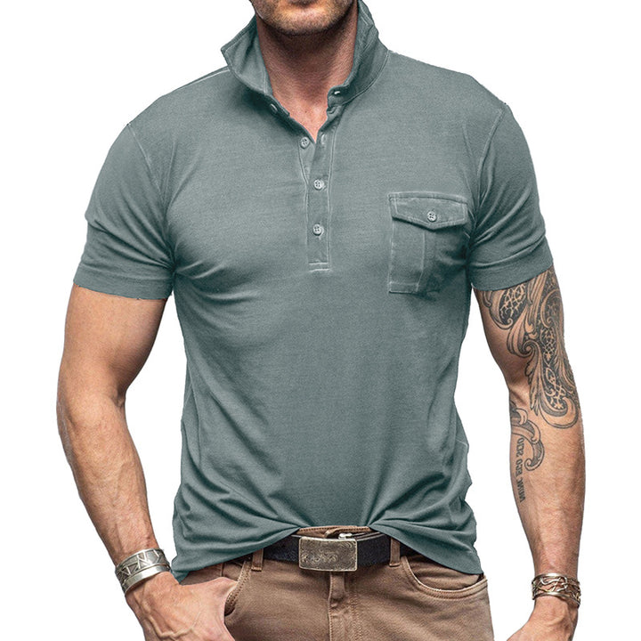 Herren Poloshirt mit praktischem Brustfach und modernem Stehkragen Echoarchiv