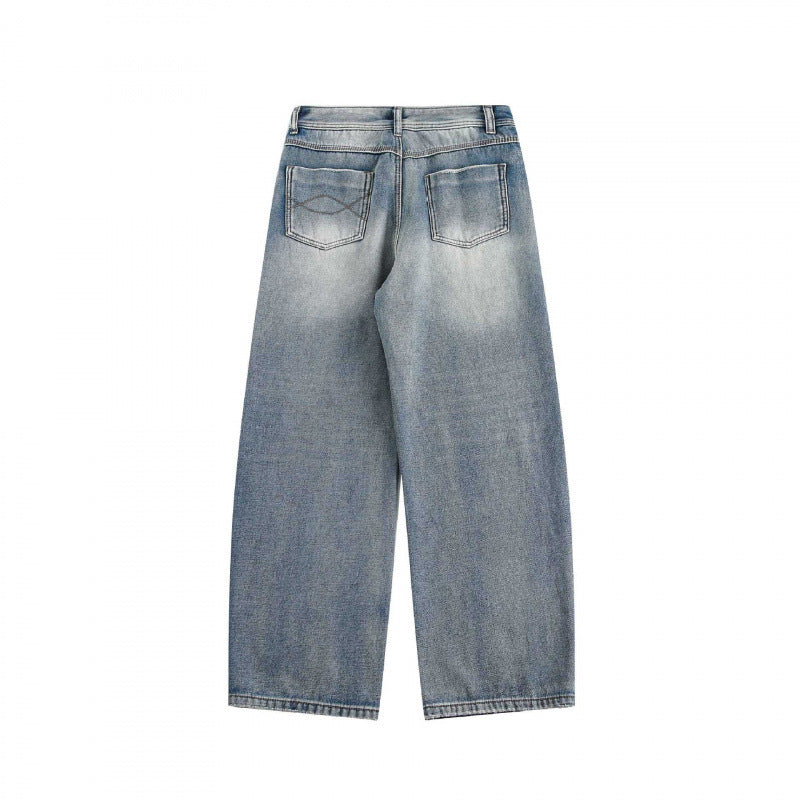 Damen Highwaist Weite Jeanshose im Vintage-Washed-Look mit weitem Bein Echo Archiv