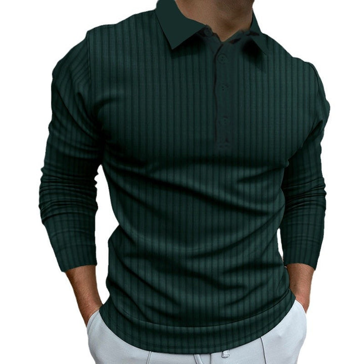 Herren Langarm Polo-Shirt mit strukturiertem Design Echoarchiv