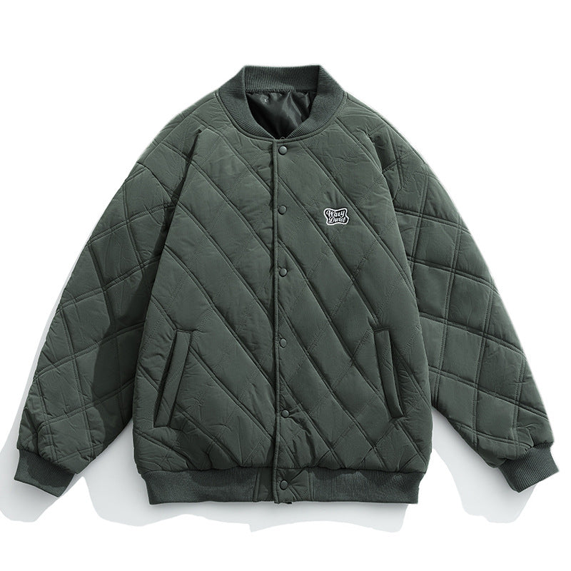 Unisex Gestepste Bomberjacke im Boxy‑Schnitt mit Stehkragen und Druckknopfleiste Echo Archiv