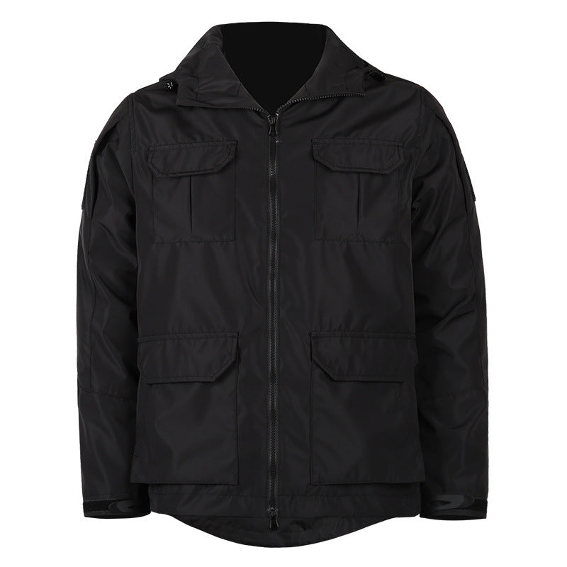 Men's technical hooded utility field jacket with four flap cargo pockets and two-way zipper – Cavarno