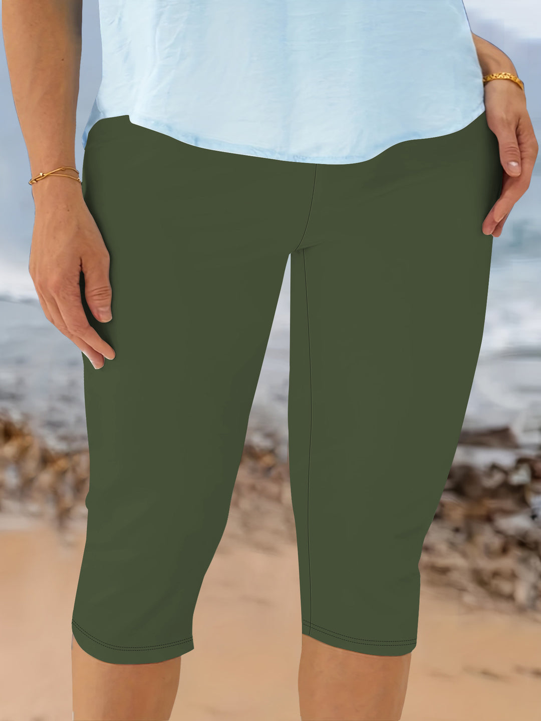 Damen Capri-Biker-Shorts mit hohem Bund und stützender Kompression echoarchiv-