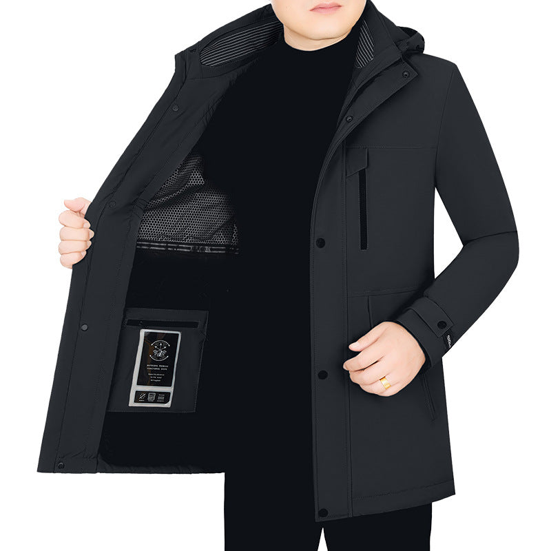 Herren Wasserabweisender Parka mit herausnehmbarer Kapuze und integrierter Smartphone-Innentasche – Taviero