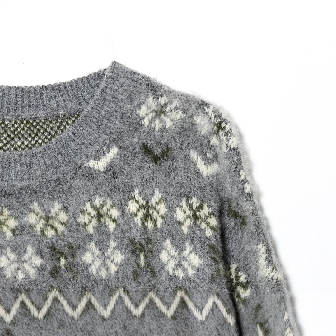 Damen nan gemusterter Norwegerpullover aus weichem Strickgarn mit Rundhalsausschnitt Echo Archiv