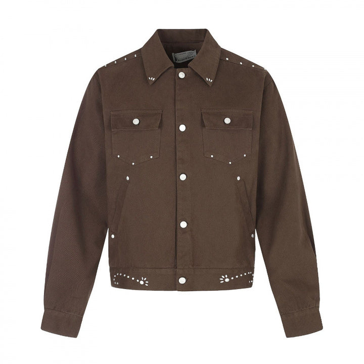 Herren Kurz geschnittene Canvas-Blousonjacke mit Nietenbesatz und Pattentaschen Echo Archiv