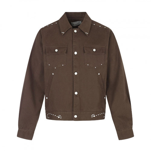 Herren Kurz geschnittene Canvas-Blousonjacke mit Nietenbesatz und Pattentaschen Echo Archiv