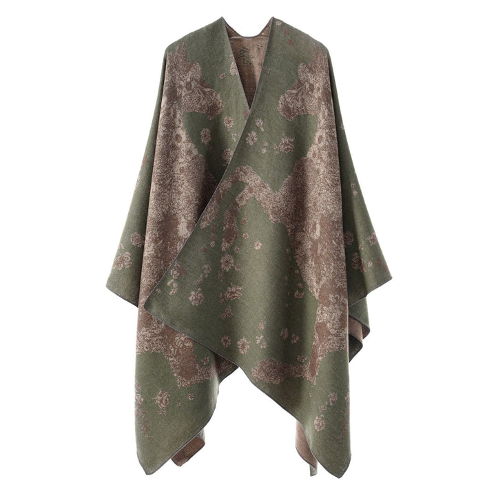 Damen Oversize-Wickelponcho im Kimono-Fall mit feinem Jacquardgewebe Echo Archiv