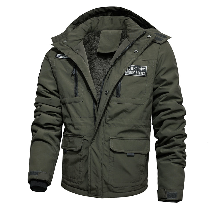 Herren wasserabweisender Utility-Parka mit Teddyfutter, Kapuze und Multifunktionstaschen Echoarchiv