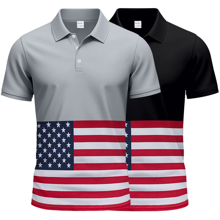 Herren Polohemd im patriotischen Stil mit Flaggenmotiv Echoarchiv