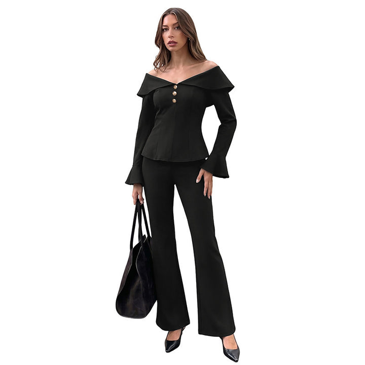 Damen Elegantes Off-Shoulder Blazer-Set Echo Archiv