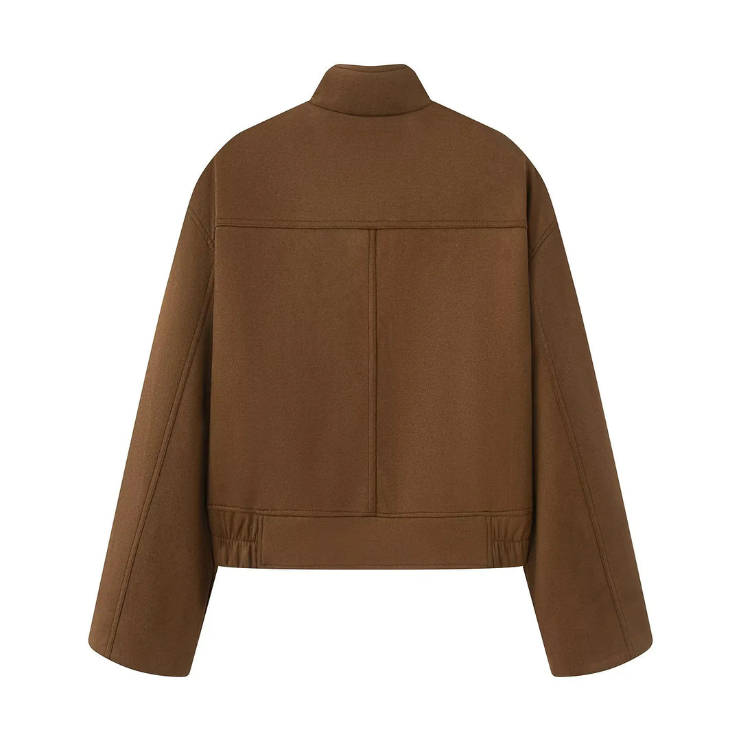 Damen nan kastige Kurzjacke mit Stehkragen, aufgesetzten Klappentaschen und elastischem Saum Echo Archiv