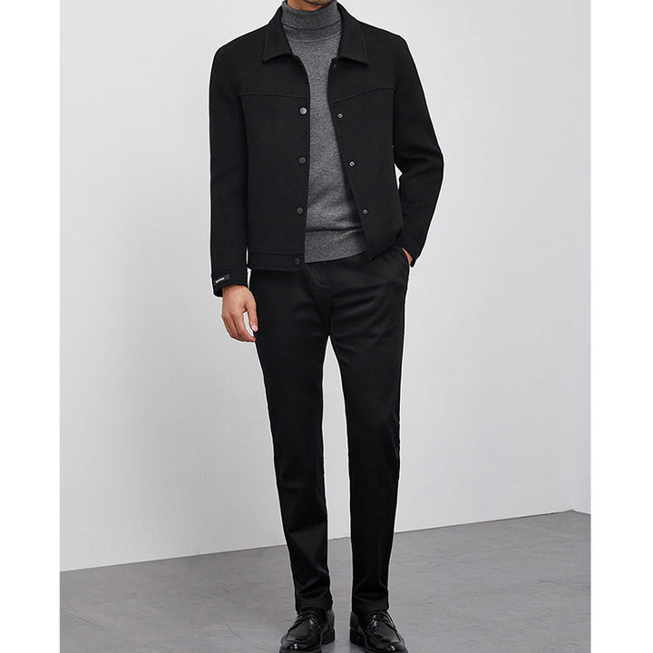 Herren Kastenförmige Wollmix-Blousonjacke mit verdeckter Druckknopfblende und Eingrifftaschen Echoarchiv
