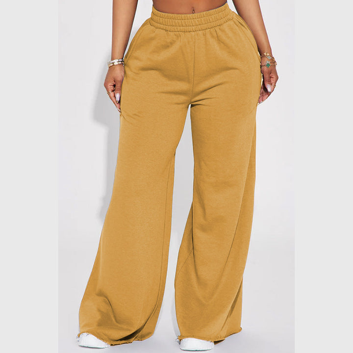 Damen weite High-Waist Loungehose mit elastischem Bund und praktischen Seitentaschen – Avélisse