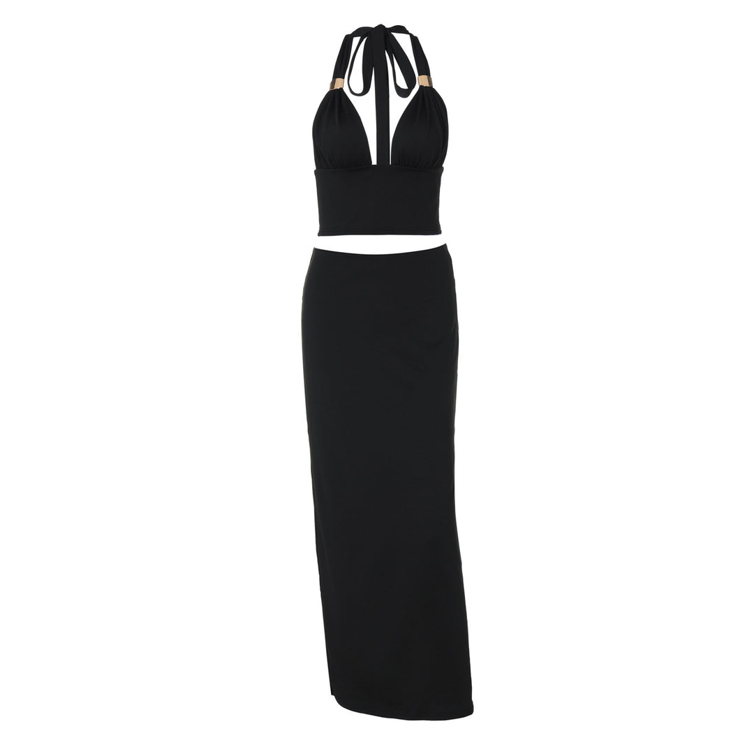 Damen Elegantes Zwei-Teiliges Set aus Crop-Top und Maxirock Echo Archiv