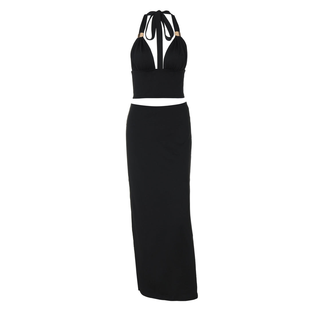 Damen Elegantes Zwei-Teiliges Set aus Crop-Top und Maxirock – Élanora