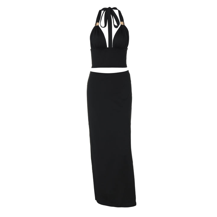 Damen Elegantes Zwei-Teiliges Set aus Crop-Top und Maxirock Echo Archiv