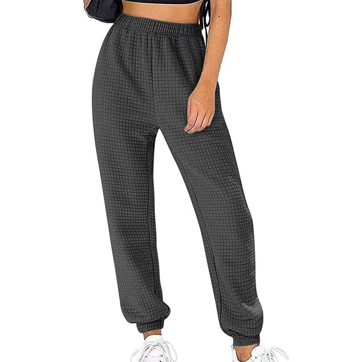 Damen Waffelstrick-Jogginghose mit hoher Taille und elastischen Bündchen Echoarchiv