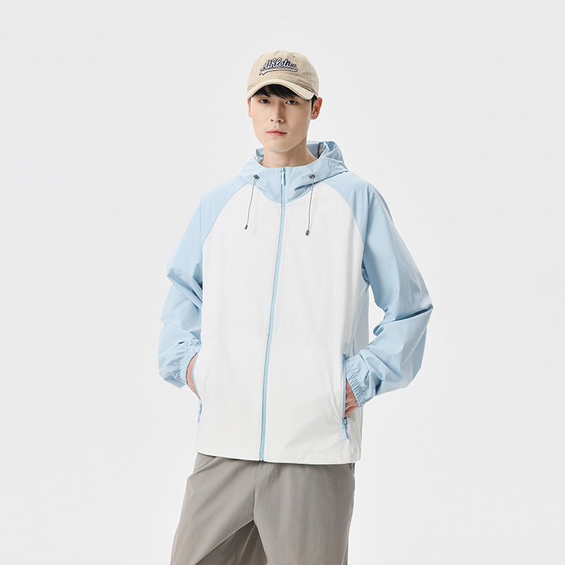 Herren Leichte Kapuzen‑Windbreaker‑Jacke mit Raglanärmeln, Zwei-Wege‑Reißverschluss und verdeckten Reißverschlusstaschen Echo Archiv