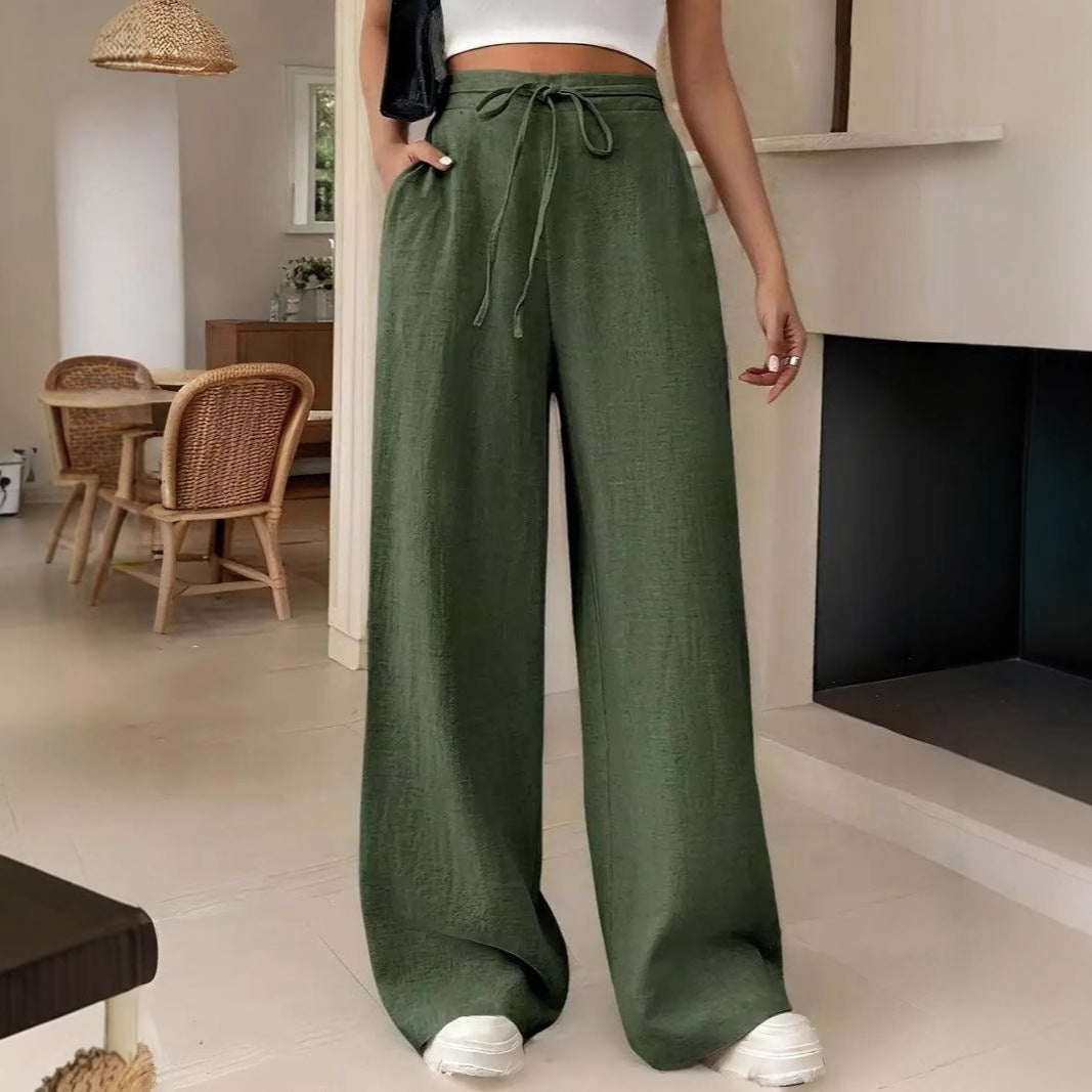 Damen Modische Palazzo-Hose mit elastischem Bund – Avélisse