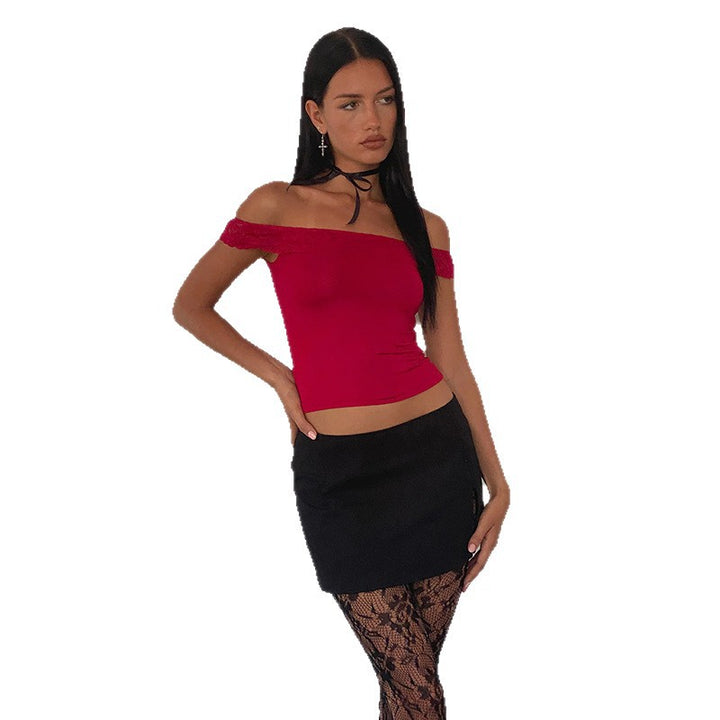 Damen Off-Shoulder Top mit Spitzenakzenten Echo Archiv