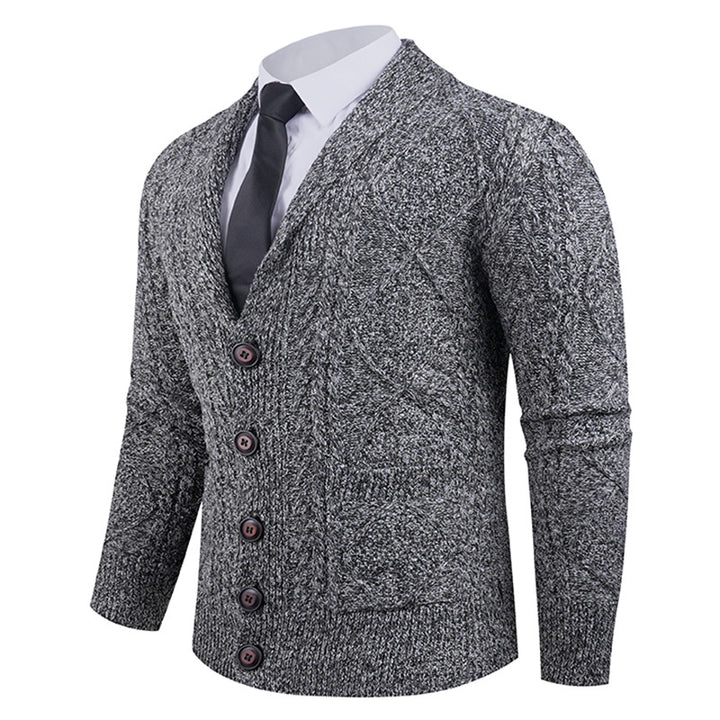 Herren nan Strickcardigan mit Schalkragen, Zopfmuster, aufgesetzten Taschen und Knopfleiste Echo Archiv